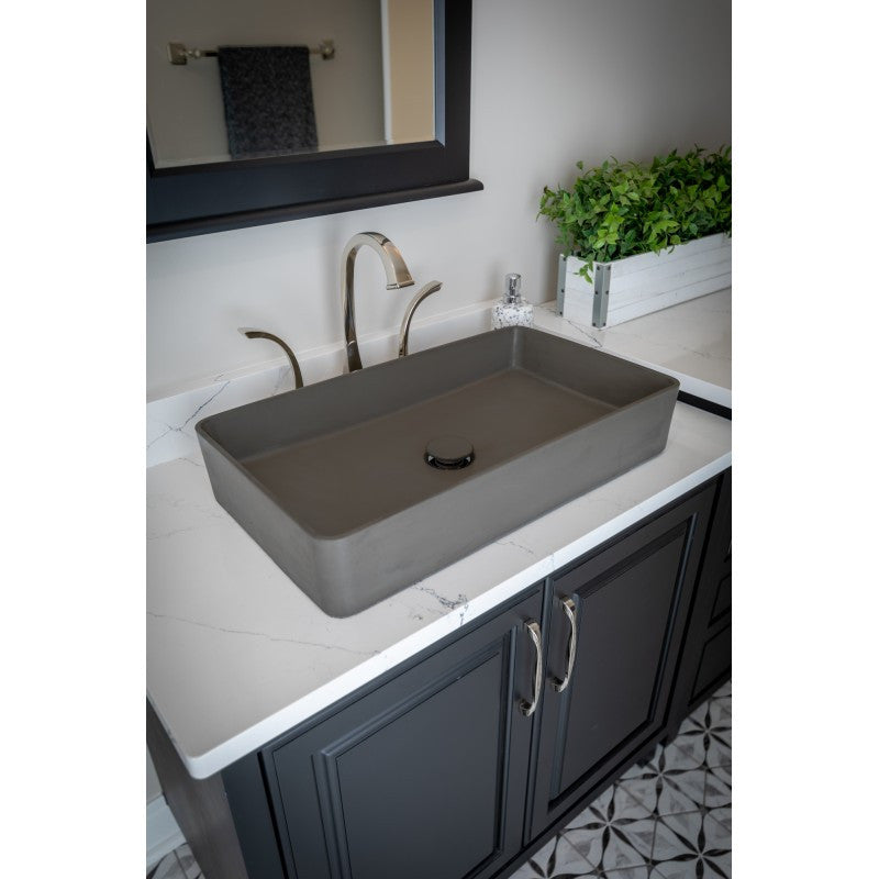 Eden Bath EB_N011DG Wide Rectangular Concrete Vessel Sink - Dark Gray