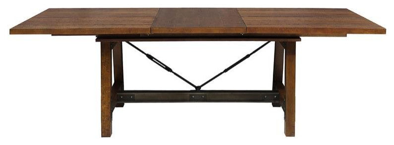 Lexicon Holverson Wood Dining Room Table in Rustic Brown and Gunmetal