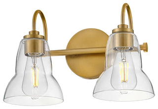 Lark Vera 15" Two-Light Bath Vanity Fixture, Lacquered Brass