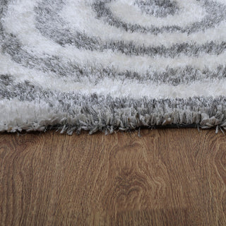 HAND TUFTED SHAG POLYESTER ECO-FRIENDLY AREA RUGS -  Gray&White Color, Geometric