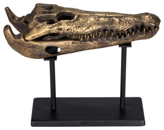 Brass Alligator On Stand, Small