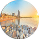 Barceloneta Beach In Barcelona, Seashore Photo Disc Metal Wall Art, 36"