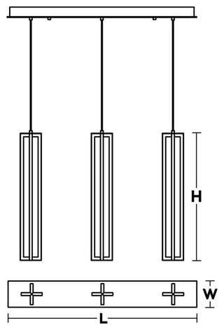 Cass 3 Light Small Linear Pendant, Black