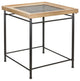 Accent Table With Glass Top 21.75"Lx21.75"Wx23.5"H Wood/Metal/Glass