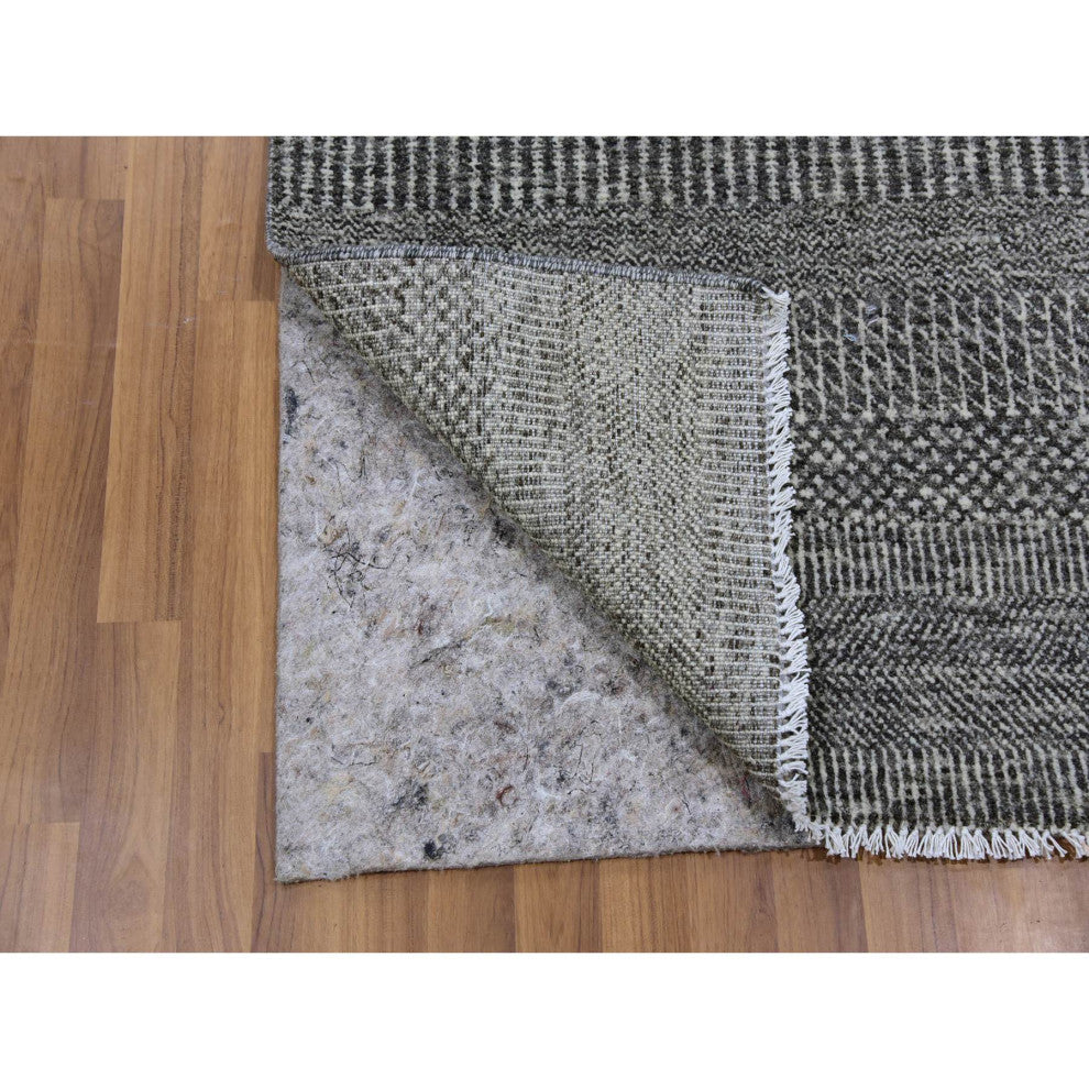 Dolphin Gray Hand Knotted Grass Design Natural Undyed Wool Runner Rug 2'8"x6'2"
