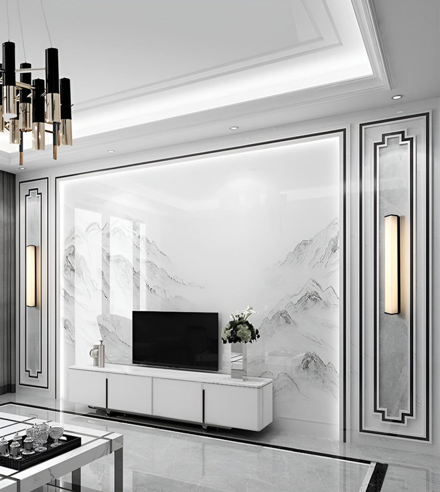 Creative Outdoor Vertical Glass Wall Sconce for Courtyard, Porch, Gold, W2.6xh15.0'', Warm Light