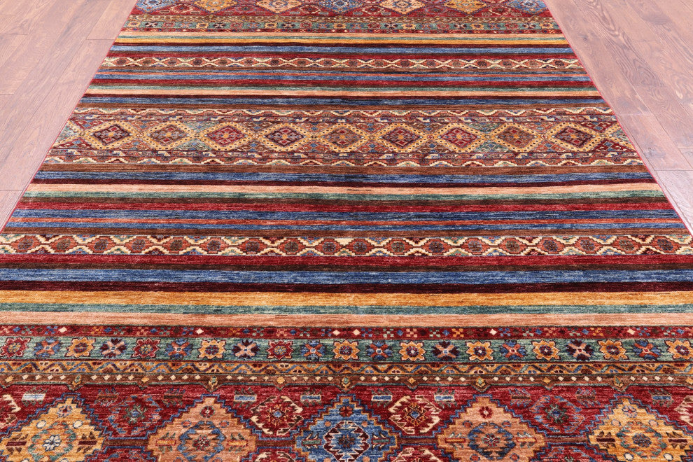 Hand Knotted Khorjin Super Kazak Wool Rug 6' 7" X 9' 11" Q5510