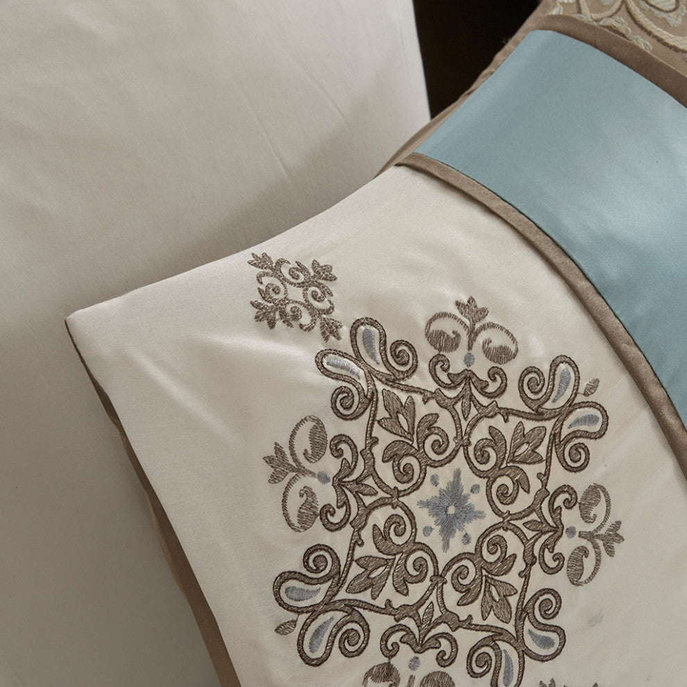 Madison Park Caroline Jacquard 7 Piece Comforter Set in Blue