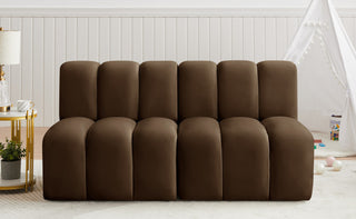 Arc Velvet Upholstered 2-Pc. Modular Sofa, Brown