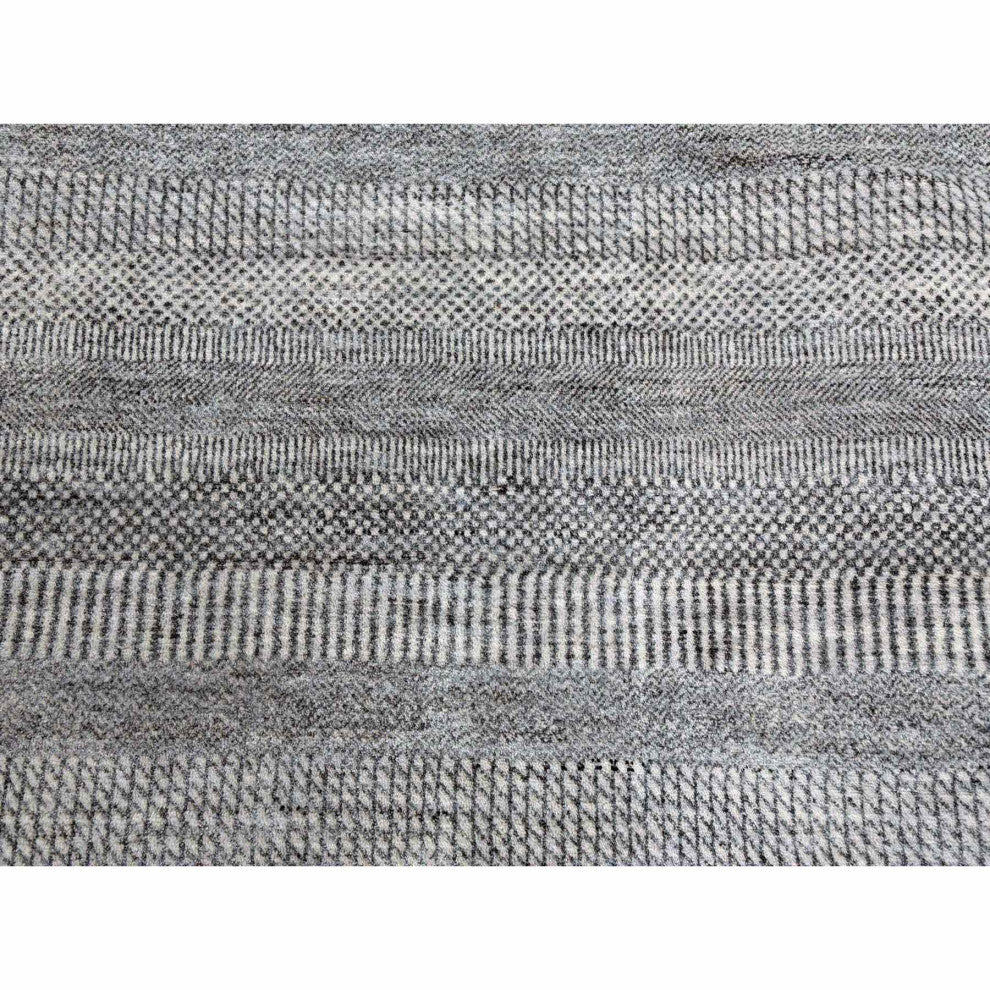 Gainsboro Gray Wool and Silk Hand Knotted Grass Design Oriental Rug, 8'0"x10'3"