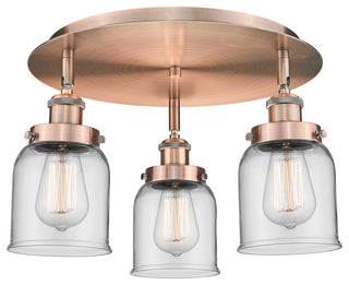 Bell-3 Light 17" Flush Mount-Antique Copper, Clear Glass Shade