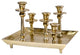 Serene Spaces Living Gold Candlesticks on Square Tray, 12.75" Square & 9" Tall