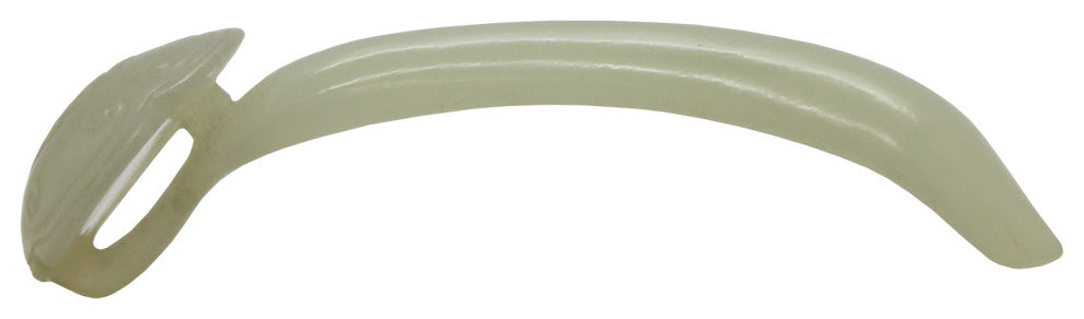 Carved Luyi Shape Natural Jade Pin With Longevity Graphic