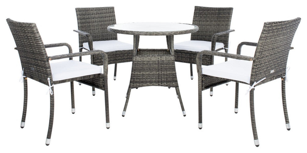 Safavieh Outdoor Laina Bistro Set, Grey Brown / White