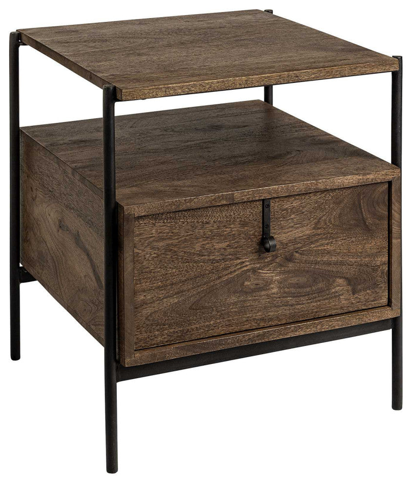 24" Brown Solid Wood Square End Table