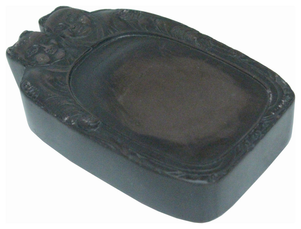 Chinese Double Golden Kids Motif Ink Stone Ink Well Dip Pad Hws2459