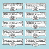10 Switch Plate Tags FIREPLACE Name Signs Labels Chrome Brass |