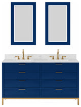 Bristol 60" Marble Countertop Vanity, Monarch Blue With Mirrors