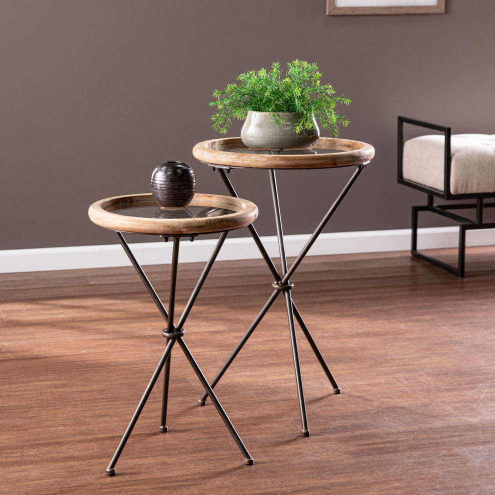Valerie Glass-Top Accent Tables 2-Piece Set