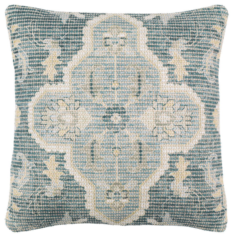 Surya Samsun Pillow Shell With Polyester Insert 22"H X 22"W - Cream, Teal