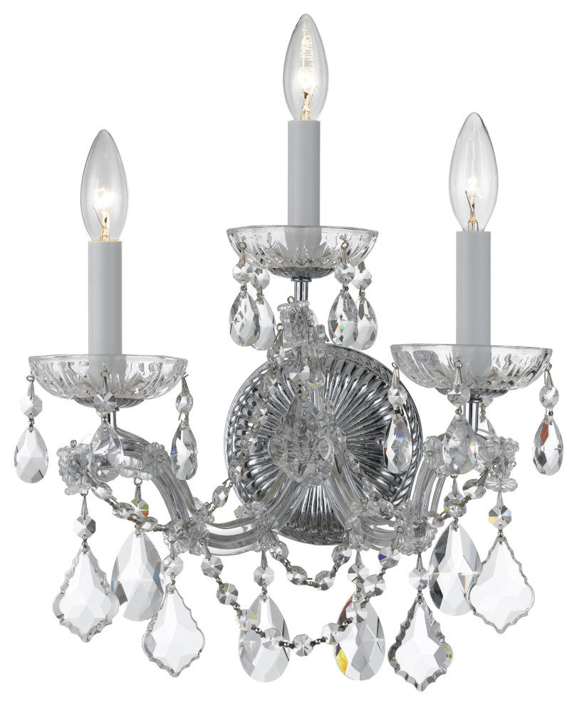 Crystorama Lighting Group 4403-CL-MWP Maria Theresa 3 Light 14" - Polished