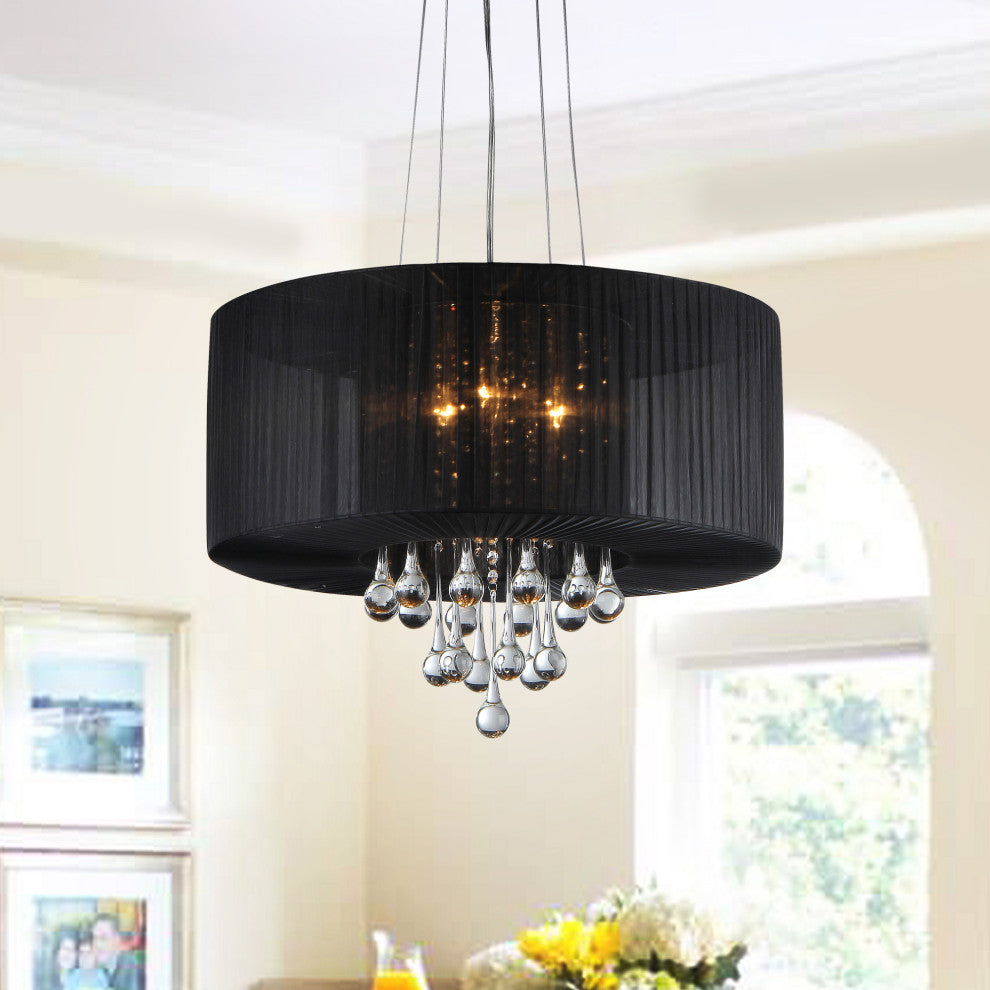 Ivan 24" 3-Light Black Finish Chandelier With Light Kit