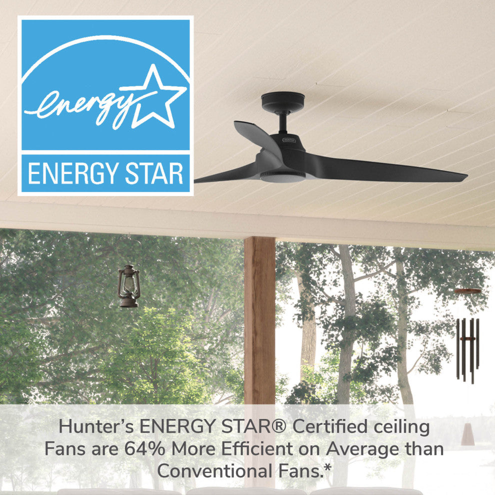 Hunter 60" Mosley ENERGY STAR Matte Black Damp Rated Fan and Wall Control
