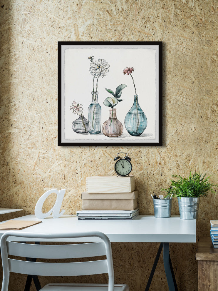 "Flowers, Crystal Vases" Framed Painting Print