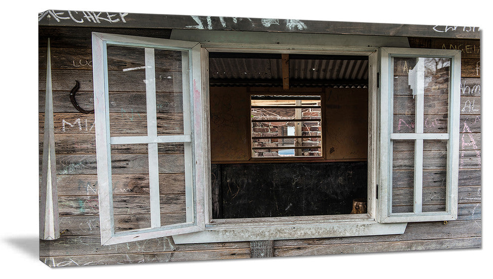 "Wooden Walls and Windows" Landscape Art Print Canvas, 40"x20"