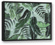 Green Shades Tropical Palm Leaves 24x30 Black Floating Framed Canvas