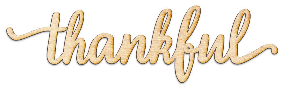 Thankful Script Wood Word Wall Art Sign Unfinished, 12"x3"