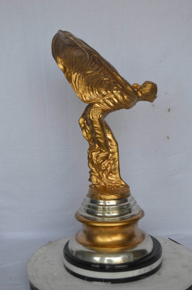 Gold and Silver Rolls Royce Bronze Statue - Size: 14"L x 14"W x 32"H.