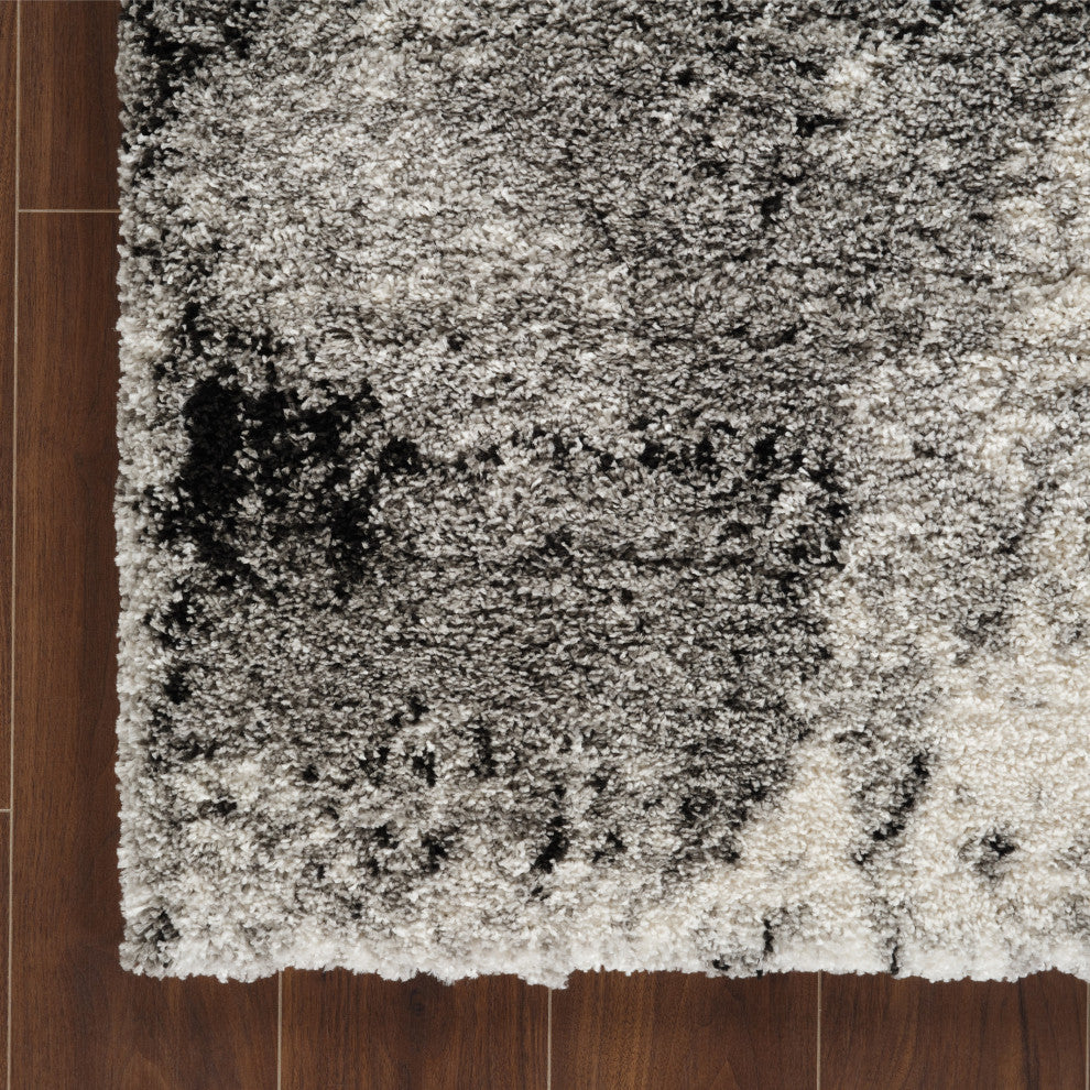 Shag Adrian Gray/Black Rug, 8'9"x12'2"