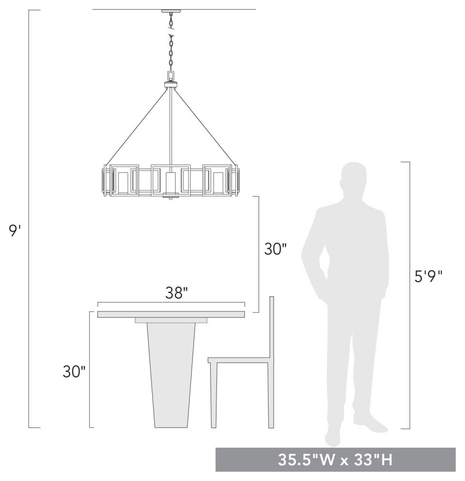 Golden Lighting 6068-8 Marco 8 Light 36\"W Taper Candle Style - Matte Black