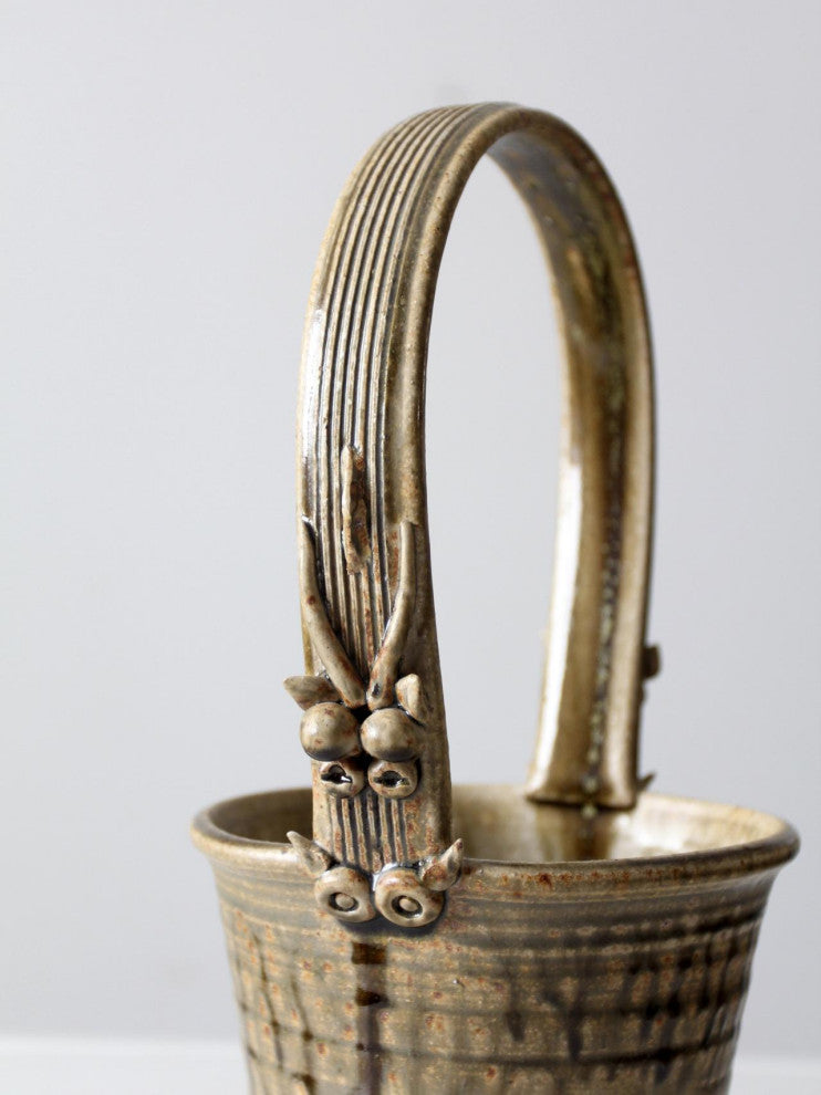 Consigned, Vintage Frank Polizzi Pottery Basket Vase