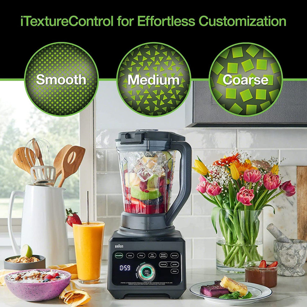 Braun TriForce Power Blender 1600 Watts, 18 Food Programs w/accessories - Black