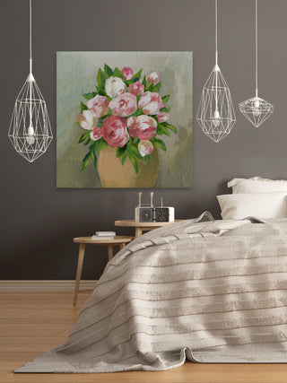 "Rose Pot" Painting Print on Wrapped Canvas, 24"x24"