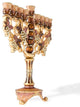 Tall Hand Painted Menorah Candelabra Embellished with a Vineyard Design, 7.25"