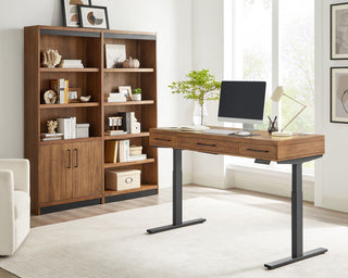 Modern Electric Sit/Stand Desk, Height Adustable, Rich Medium Brown