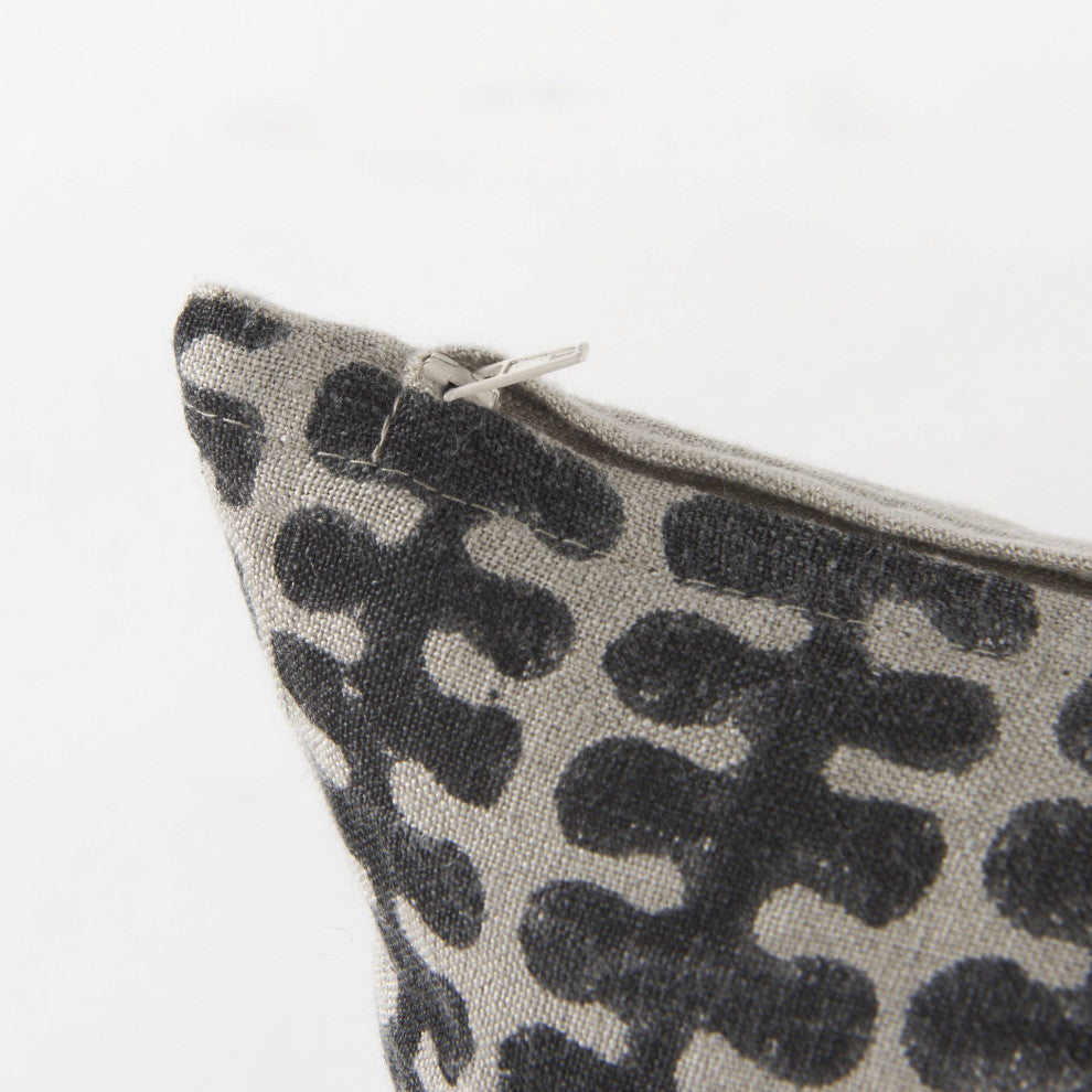 Light Gray and Black Lumbar Throw Pillow Cover