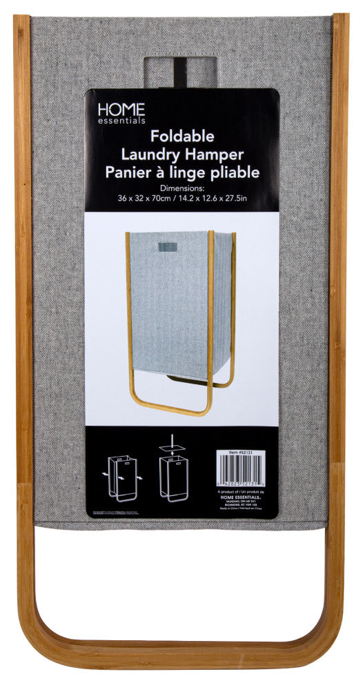 Modern and Sleek Woven Paper and Bamboo Grey Laundry Hamper