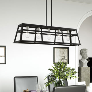 Schofield 5 Light Black With Brushed Nickel Accents Linear Chandelier