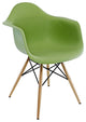 Set of 2 DAW Green Mid Century Modern Plastic Dining Armchair W/ Wood Eiffel Leg