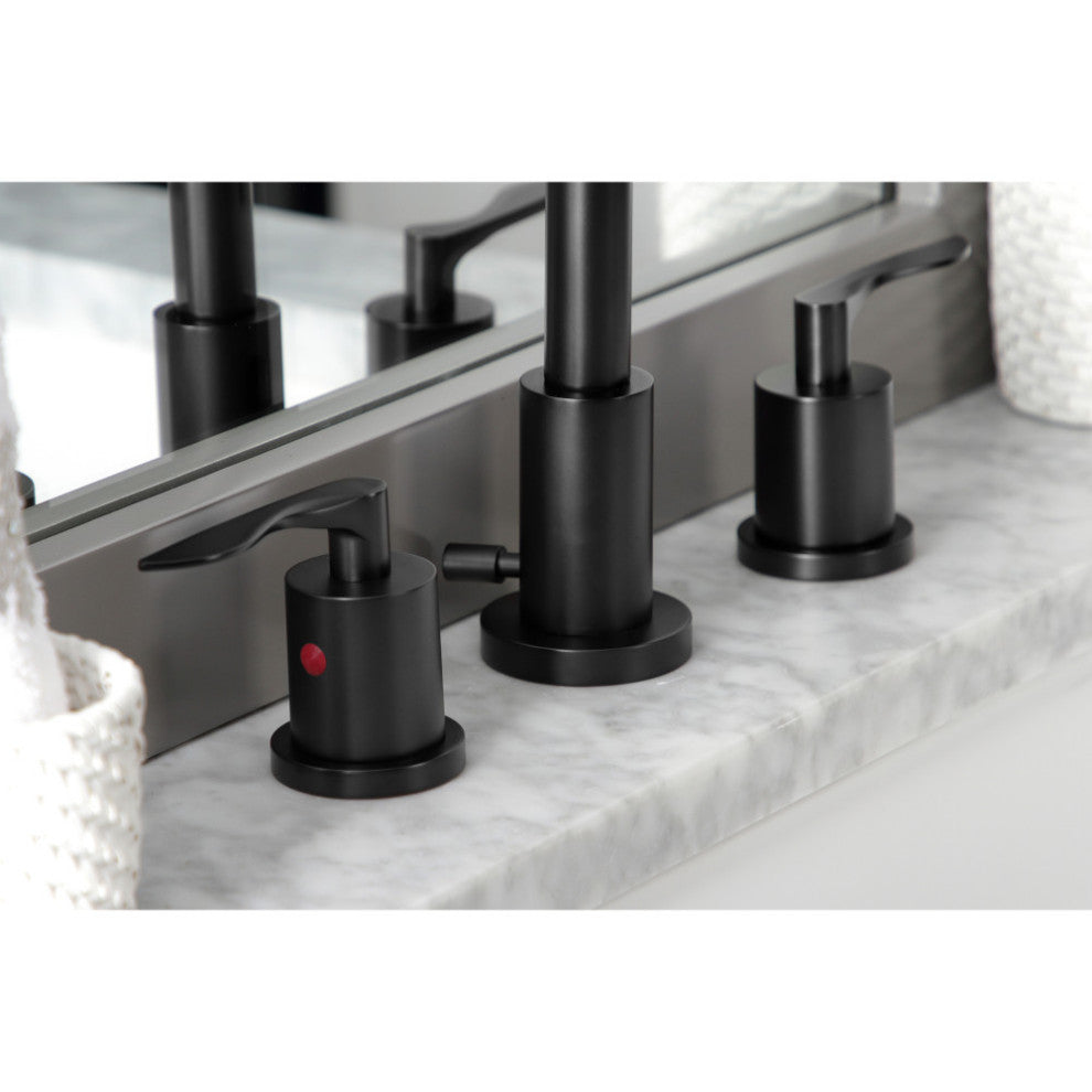 FSC8950SVL Widespread Bathroom Faucet With Brass Pop-Up, Matte Black