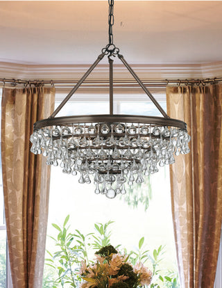 Calypso 6-Light Chandelier, Vibrant Bronze With Clear Glass Drops Crystal