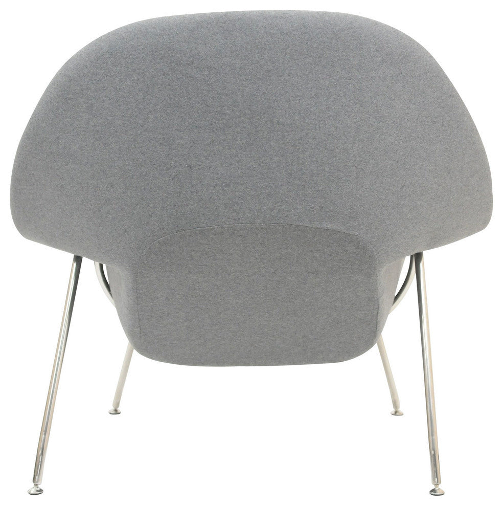 Modern Contemporary Living Room Lounge Chair and Ottoman, Light Gray