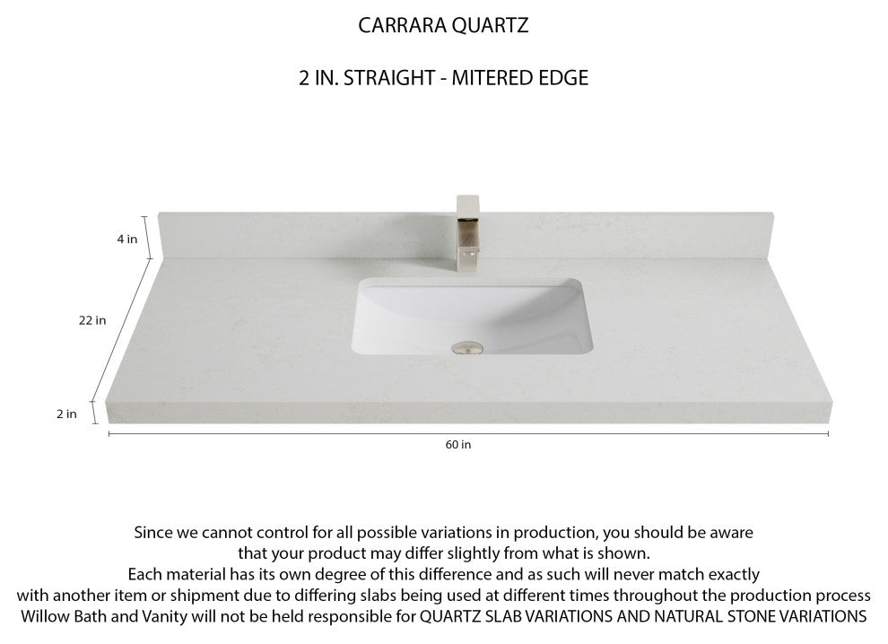 Sonoma 60 Single Bathroom Vanity in Light Natural Teak with 2" Carrara Quartz