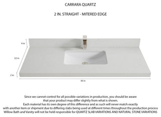 Sonoma 60 Single Bathroom Vanity in Light Natural Teak with 2" Carrara Quartz