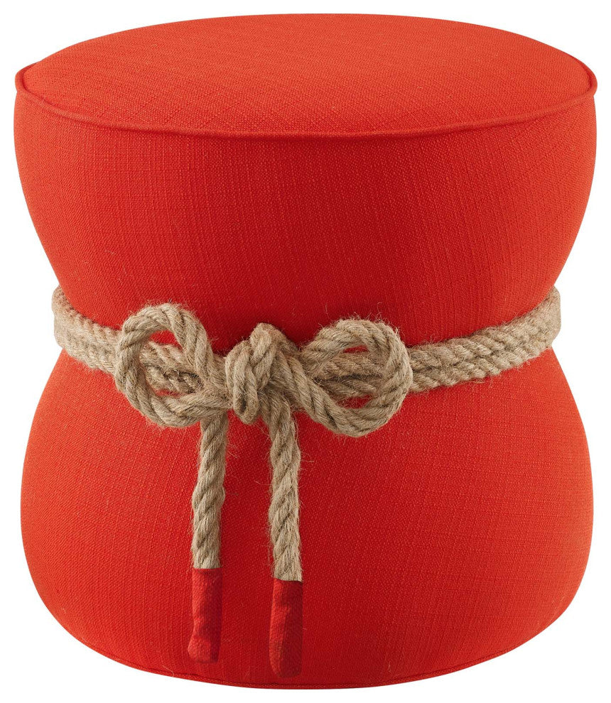 Beat Nautical Rope Upholstered Fabric Ottoman Atomic Red