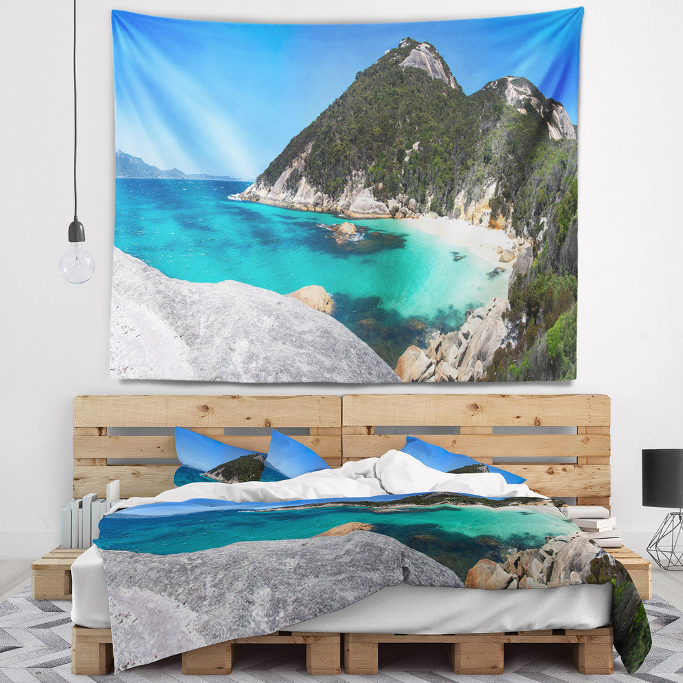 Small Hidden Bay Panorama Landscape Wall Tapestry, 39"x32"